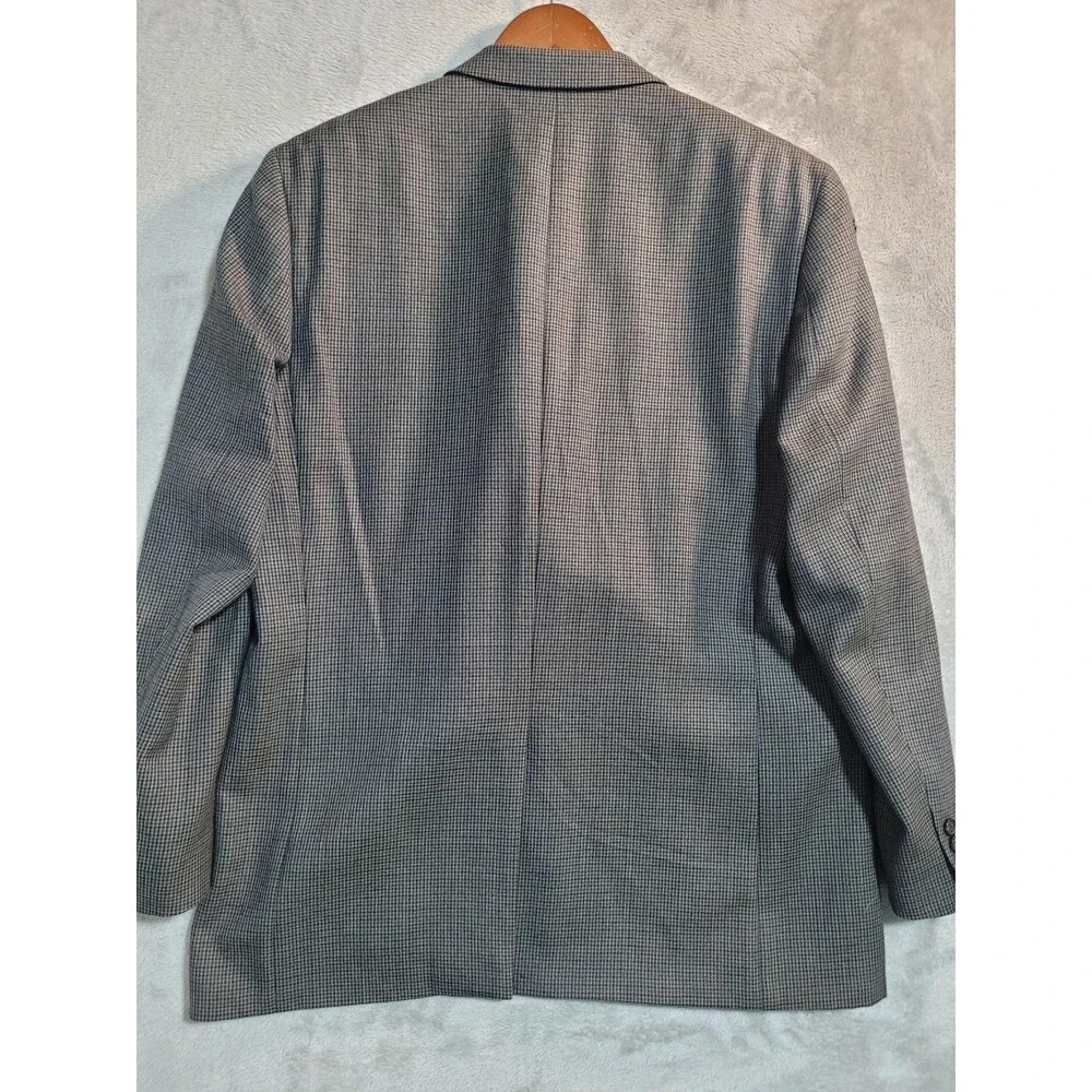 Lauren Ralph Sport Coat Mens 46L Gray Check Wool Twill 2 Button Blazer Long